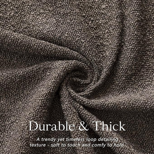 Foindtower Pack of 2 Textured Boucle Throw Pillow Covers Accent Solid Decorative Lumbar Pillow Cases Cozy Couch Cushion Case for Sofa Living Room Home Decor, 12 x 20 Inch,Dark Brown