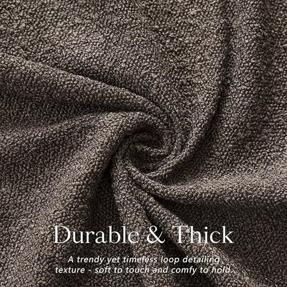 Foindtower Set of 2, Decorative Textured Boucle Throw Pillow Covers Accent Solid Pillow Cases Neutral Soft Cozy Couch Cushion Case for Chair Sofa Bedroom Living Room Home Decor 24 x 24 Inch Dark Brown