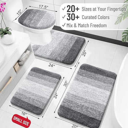 OLANLY Bathroom Runner Rugs 54x24, Extra Soft Absorbent Microfiber Bath Rugs, Rubber Backing, Quick Dry, Machine Washable Bath Mats for Bathroom Floor, Tub and Shower, Home Decor Accessories, Grey