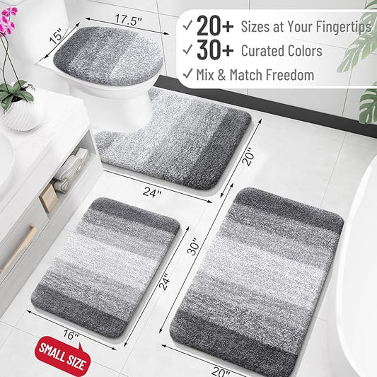 OLANLY Bathroom Runner Rugs 59x17, Extra Soft Absorbent Microfiber Bath Rugs, Rubber Backing, Quick Dry, Machine Washable Bath Mats for Bathroom Floor, Tub and Shower, Home Decor Accessories, Grey