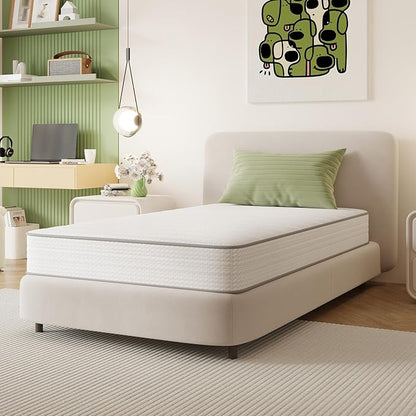 Novilla Twin XL Mattress, 8 Inch TXL Size Mattresses in a Box with Smarts™ Coil for Pressure Relief, Medium Firm Foam and Spring Hybrid Colchones with CertiPUR-US Certified for Kids