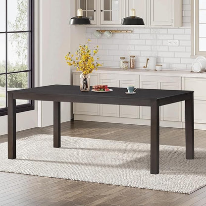 COLAMY Modern Rectangular Dining Table Set, 60" L x 36" W x 30" H, Brown+Ivory