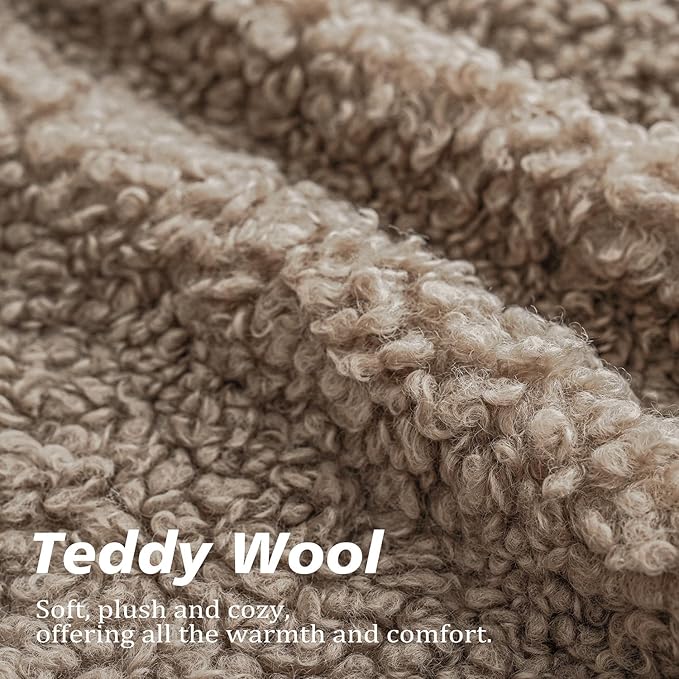 Foindtower 2 Pieces 26x26 Inch Khaki, Faux Fur Throw Pillow Cover Accent Sherpa Pillow Fuzzy Soft Pillowcases Sheepskin Decorative Fleece Cushion Case for Bed Couch Living Room