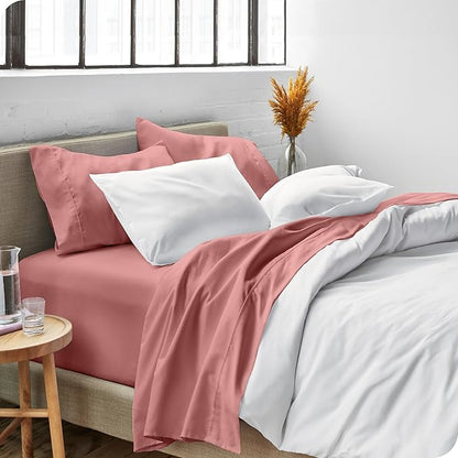 Bare Home Twin XL Sheet Set - 1800 Ultra-Soft Microfiber Twin Extra Long Sheets - Double Brushed - Deep Pockets - Easy Fit - Extra Soft - 3 Piece Set - Bed Sheets & Pillowcases (Twin XL, Dusty Rose)