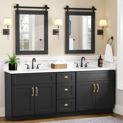 Farmhouse Bathroom Mirror for Over Sink 22”x32” Black, Rustic Western Barn Decor Bathroom Vanity Mirror, Wall Mirror for Bathroom, Living Room, Bedroom, Entryway