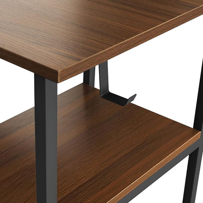 Techni Mobili L Shaped Desk - Two-Toned Computer Desk with Drawers & Storage Shelves - Simple Modern Furniture & Home Office Space Corner Table for Work & Writing