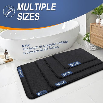 OLANLY Thick Memory Foam Bath Mat Rug 47x20, Extra Soft Absorbent Bathroom Rug, Quick Dry Bath Mats, Non-Slip, Machine Washable Carpet for Bathroom, Tub and Shower, Home Decor Accessories, Black