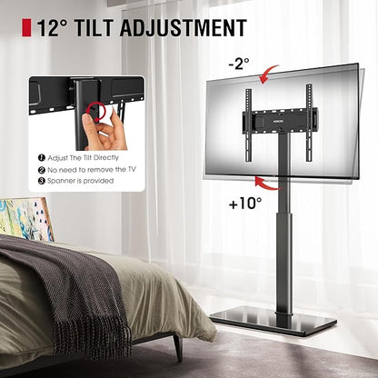 Swivel TV Floor Stand for 32-65 Inches TVs, 8 Level Height Adjustable Corner Small TV Stand Mount for Living Room/Bedroom, Holds up to 88 lbs,MAX VESA 400x400mm,Black