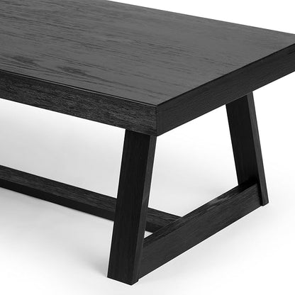 Plank+Beam Classic Rectangular Coffee Table, 48 Inch Farmhouse Coffee Table, Mini Center Tables for Small Spaces, Small Living Space Tea Table, Black Wirebrush