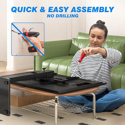 Rfiver Universal Swivel TV Stand Table Top TV Stand for 32-65,70,75 Inch LCD LED TV up to 110 lbs -Height Adjustable Center Pedestal Stand Replacement with Heavy Duty Tempered Glass Base