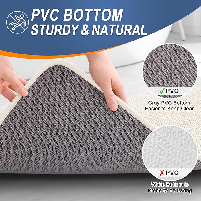 OLANLY Thick Memory Foam Bath Mat Rug 70x24, Extra Soft Absorbent Bathroom Rug, Quick Dry Bath Mats, Non-Slip, Machine Washable Carpet for Bathroom, Tub and Shower, Home Decor Accessories, Ivory
