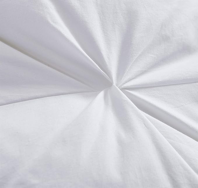 Luxurious All-Season Goose Down Fiber Waterfowl Feather Fiber Comforter King Size Duvet Insert, Exquisite Pinch Pleat Design, Premium Baffle Box, 100% Cotton Cover, 65 oz. Fill Weight, White Color