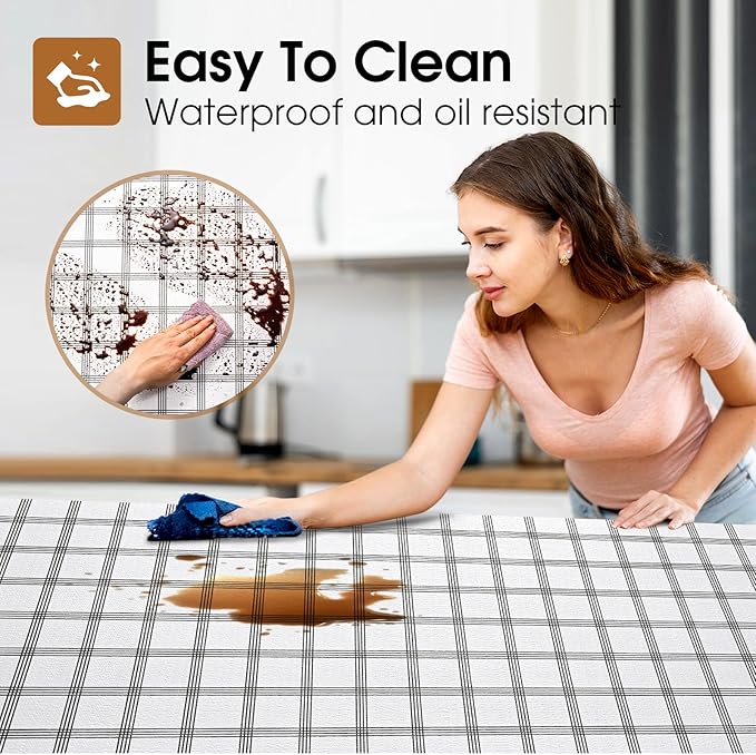 Beautysaid Shelf and Drawer Liner for Kitchen Cabinet, Non Adhesive Non Slip Shelf Paper Waterproof Washable Thickened for Dresser Pantry Shelve Bathroom Protector Liner(Plaid,12 in x 30FT)