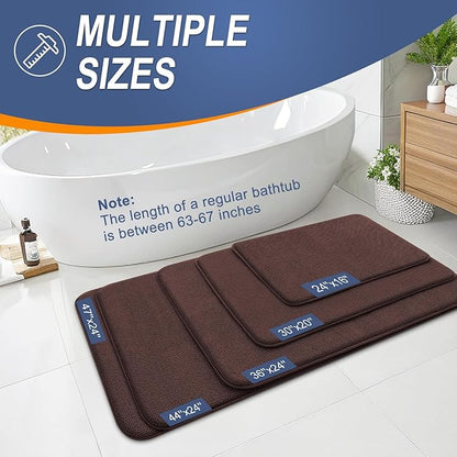OLANLY Thick Memory Foam Bath Mat Rug 30x20, Extra Soft Absorbent Bathroom Rug, Quick Dry Bath Mats, Non-Slip, Machine Washable Carpet for Bathroom, Tub and Shower, Home Decor Accessories, Brown