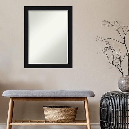 Amanti Art Black Bathroom Mirror for Over Sink, 27x21 Avon Black Rectangle Vanity Mirror, Medium Casual Frame, Hangs Horizonally and Vertically, Bathroom Wall Decor, Beveled Edge