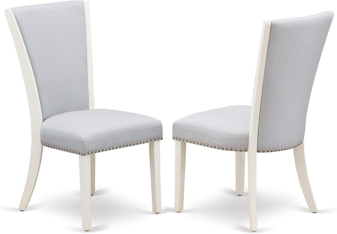 East West Furniture X077VE005-9 9 Piece Modern Dining Table Set Includes a Rectangle Wooden Table with X-Legs and 8 Grey Linen Fabric Parsons Dining Chairs, 40x72 Inch, Multi-Color