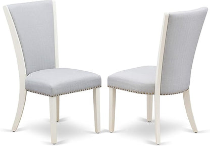 East West Furniture X077VE005-9 9 Piece Modern Dining Table Set Includes a Rectangle Wooden Table with X-Legs and 8 Grey Linen Fabric Parsons Dining Chairs, 40x72 Inch, Multi-Color