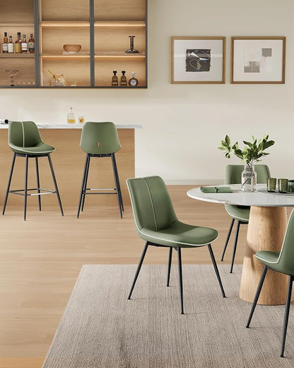 VASAGLE Bar Stools Set of 2, Bar Height Bar Stools with Back, Ergonomic Backrest, Synthetic Leather, Metal Legs, 28.7-Inch Tall Barstools for Kitchen Island Home Bar, Easy Assembly, Forest Green