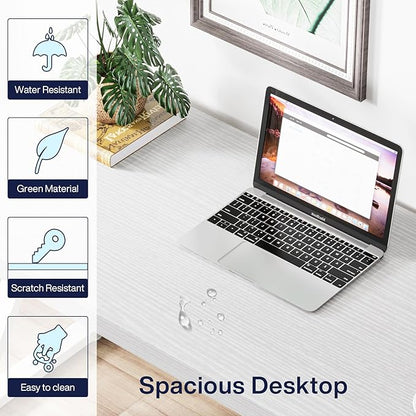 Tribesigns Writing Computer Desk, 55 inch Heavy Duty Study Desk with Z-Shaped Metal Leg, Modern Simple Home Office Computer Desk, White