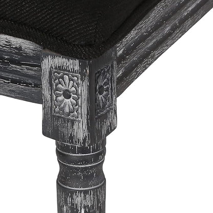 Christopher Knight Home Regina French Country Dining Chairs Set of 2, Wooden Dining Room Chair, High Back Kitchen Side Chair, Fabric Upholstered Armless Extra Seat, Black and Gray