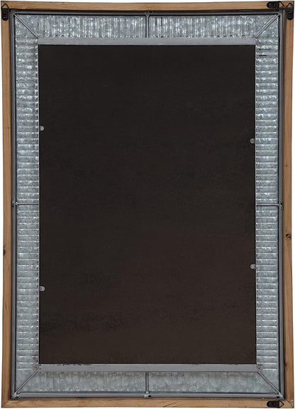 Kate and Laurel Deely Farmhouse Wood and Metal Wall Mirror, Rustic Brown
