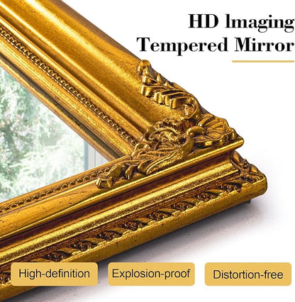 39" x 27" Large Vintage Mirror Wall Decor, Gold Ornate Decorative Wall Mirror with Elegant Victorian Wood Frame for Living Room Fireplace, Dining Room, Bathroom