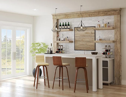 Armen Living Vienna Bar Height Bar Stool Kitchen and Dining, 30" Cream/Walnut, More color/size option