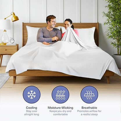 Kickoff Viscose Bamboo Sheets King Size 4-pc 100% Organic Bamboo Viscose Bed Cooling Sheets King Size Set Cool Bedding for hot Sleepers Sheet, Flat, Fitted, Pillowcases (Snow White,K)
