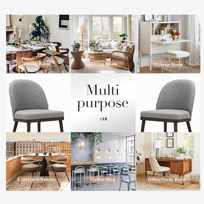 COLAMY Upholstered Dining Chairs Set of 4, Large Dining Room Kitchen Chairs with High Back and Deep Seat, Modern Fabric Dinner Chairs with Wood Legs, Dark Grey