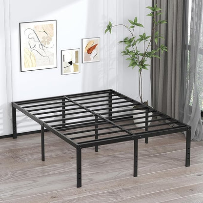EMODA 20 Inch Tall Full Size Bed Frame with Large Storage Space, Easy Assembly Heavy Duty Metal Platform No Box Spring Needed, Noise Free, Black