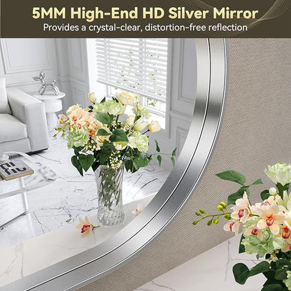 Brightify Arched Mirror, Arched Wall Mirror, 24 x 40 Inch Silver Arch Mirror, Metal Frame Black Bathroom Mirror, Arched Top Bathroom Vanity Mirror for Living Room Bedroom Mantel Entryway Hallways
