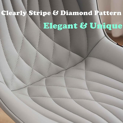 YOUTASTE Grey Dining Chairs Set of 2 Faux Leather Upholstered Kitchen Dining Room Chairs Mid Century Modern Metal Legs Chairs High Back for Kitchen Restaurant Living Room Bedrooms