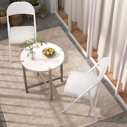 VECELO Padded Folding Chairs 4 Pack, Comfortable Cushioned Seat & Backrest with Steel Frame, for Office, Indoor Outdoor, Commercial Events, Light Grey