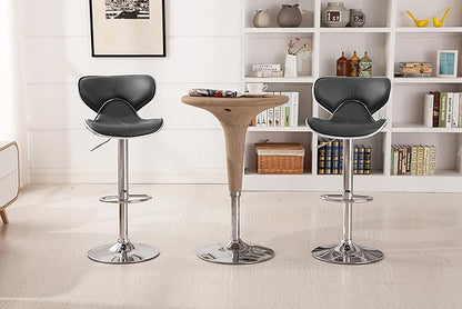 Roundhill Furniture Masaccio Cushioned Leatherette Upholstery Airlift Swivel Barstool, Set of 2, Grey