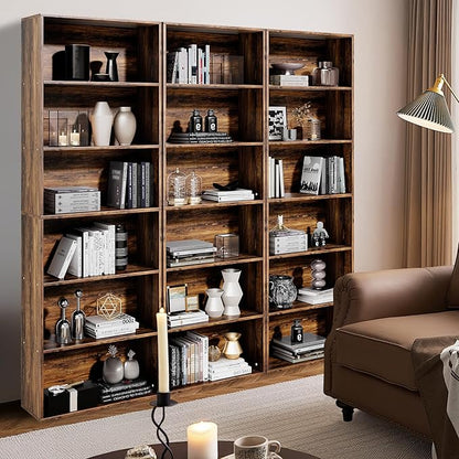 71" Tall Bookcase, 6-Tier Open Display Storage Shelves, Floor Standing Large Book Shelf for Living Room, Home Office, Bed Room, Brown