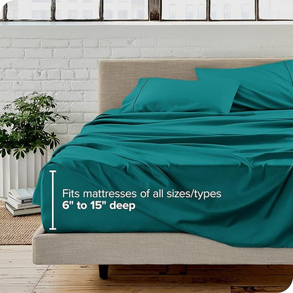 Bare Home Queen Sheet Set - Luxury 1800 Ultra-Soft Microfiber Bed Sheets - Double Brushed - Deep Pockets - Easy Fit - 4 Piece Set - Bedding Sheets & Pillowcases (Queen, Emerald)