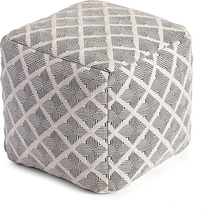 Anji Mountain 100% Handmade & Handcrafted Comfortable Home Décor Pouf Ottoman Footrest for Living Room, Bedroom, Nursery, Kidsroom, Patio Furniture - (20" x 20" x 20"- Black,Ivory)