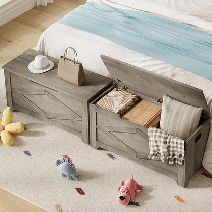 GarveeHome 39.4" Storage Chest, Wooden Storage Bench with Safety Hinges, Easy Assembly, Large Toy Chest for Entryway, Living Room, Bedroom