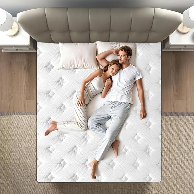 King Size Mattress, 12 Inch 5-Zone Pocket Spring Hybrid Mattress with Gel Memory Foam for Pressure Relief & Peaceful Sleep, Medium Firm, Mattress in a Box