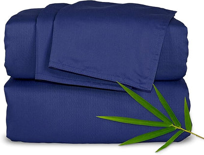 Split King Sheets by Pure Bamboo, Genuine 100% Organic Viscose Derived from Bamboo Bed Sheet Set, Soft & Cooling, Double Stitching *Not for Split Top (Split King, Cobalt Blue)