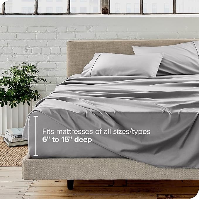 Bare Home Split King Sheet Set - 1800 Ultra-Soft Microfiber Bed Sheets - Double Brushed - Deep Pockets - Easy Fit - 5 Piece Set - Bed Sheets & Pillowcases (Split King, Light Grey)
