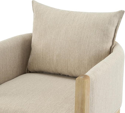 Christopher Knight Home Lucid Linen Upholstered Dining Chairs Set of 2, Rubber Wood Dining Room Chairs, Modern Armchair, Extra Seating for Dining Room, Versatile Indoor Furniture, Beige + Natural