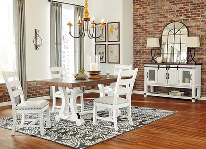 Signature Design by Ashley Valebeck Vintage Farmhouse Cushioned Dining Chair, 2 Count, Whitewash