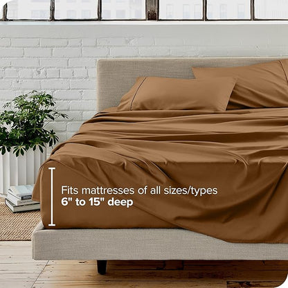 Bare Home Full Sheet Set - Luxury 1800 Ultra-Soft Microfiber Full Bed Sheets - Double Brushed - Deep Pockets - Easy Fit - 4 Piece Set - Bedding Sheets & Pillowcases (Full, Caramel)
