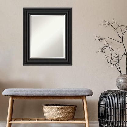 Amanti Art Black Bathroom Mirror for Over Sink, 26x22 Colonial Black Rectangle Vanity Mirror, Small Traditional Frame, Hangs Horizonally and Vertically, Bathroom Wall Decor, Beveled Edge