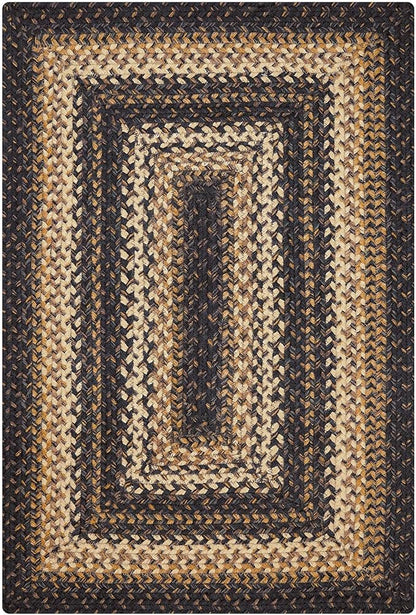 Kilimanjaro Black and Tan Small Braided Rugs, 2x3' Rectangle - Handmade with Jute, Warm Primitive Decor, Perfect for Bathrooms and Entryways - Durable and Easy to Clean