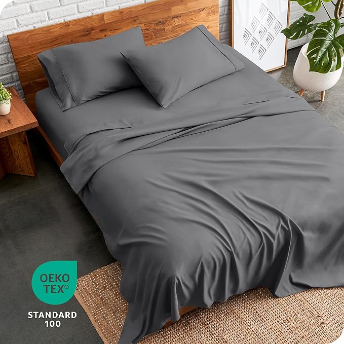 Bare Home Full Sheet Set - Luxury 1800 Ultra-Soft Microfiber Full Bed Sheets - Double Brushed - Deep Pockets - Easy Fit - 4 Piece Set - Bedding Sheets & Pillowcases (Full, Grey)