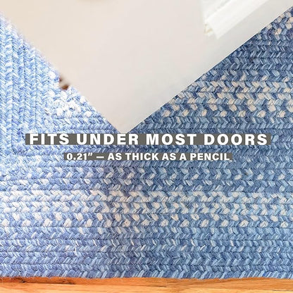 Denim Blue Jute Braided Oval Rugs, 16x24 - Country Style Coastal Decor, Perfect for Laundry Rooms, Bathrooms and Entryways - Durable and Easy to Clean