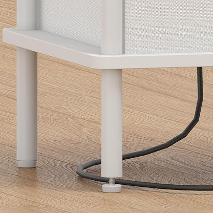Small Side Table with Charging Station, Set of 2 End Table for Small Spaces, Slim Nightstand with Outlet,Sofa Beside Table, 3-Tier Storage Shelf,Living Room, Bed Room, Natrual White