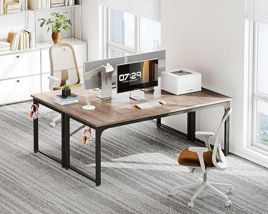 Coleshome 63 Inch Computer Desk, Modern Simple Style Desk for Home Office, Study Student Writing Desk,Grey Oak